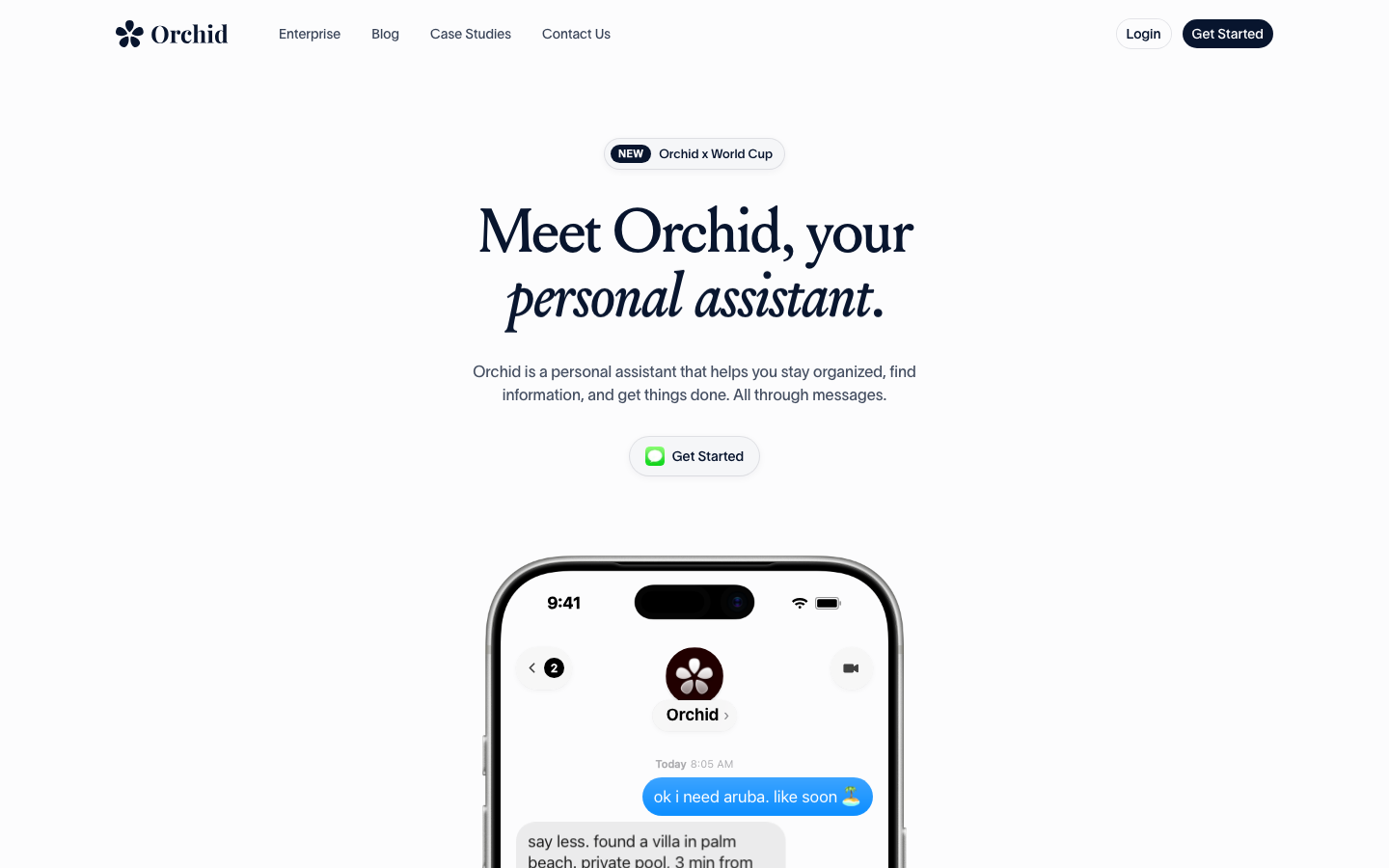 Screenshot of orchid.ai — AI website design