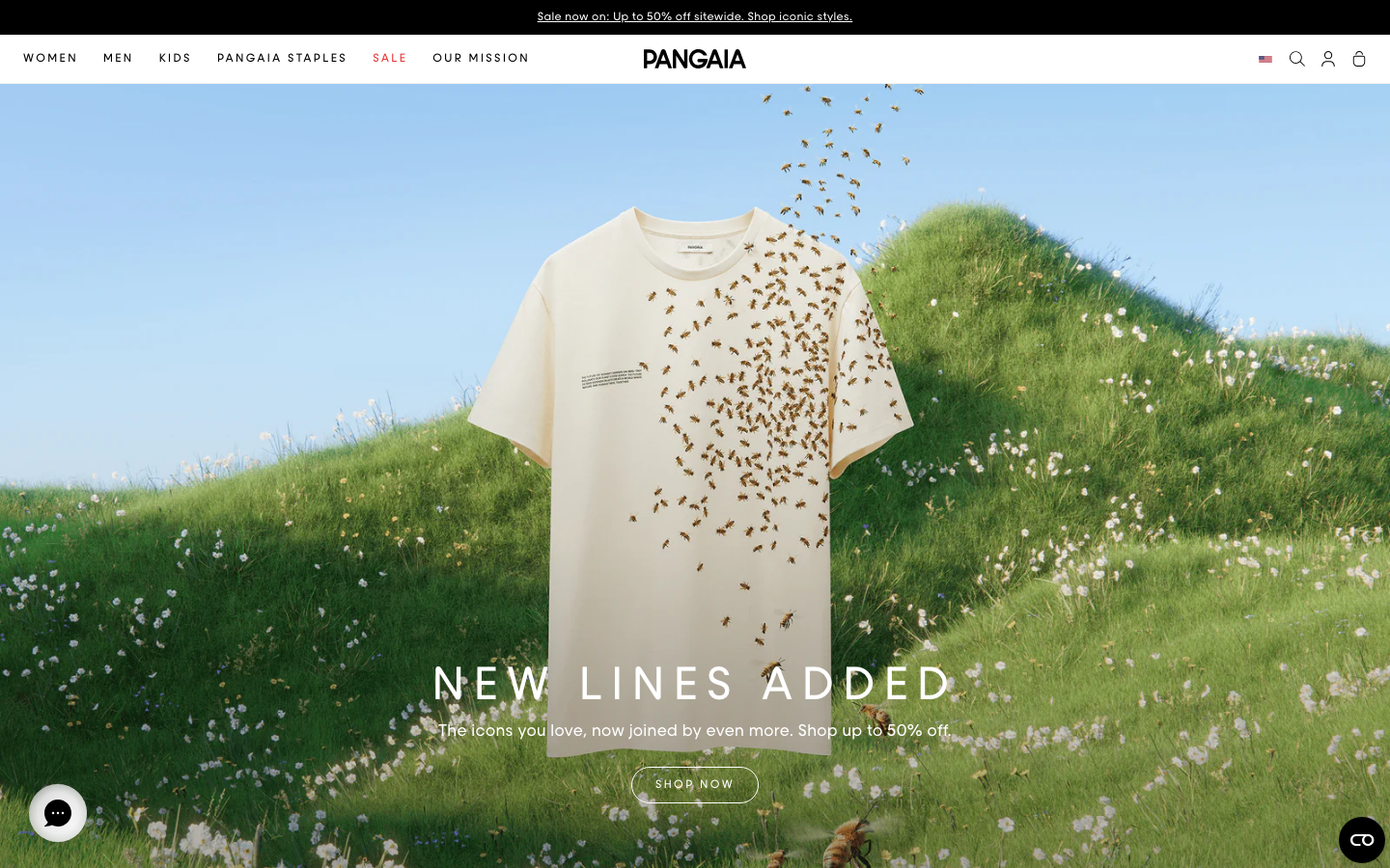 Screenshot of pangaia.com — E-commerce website design