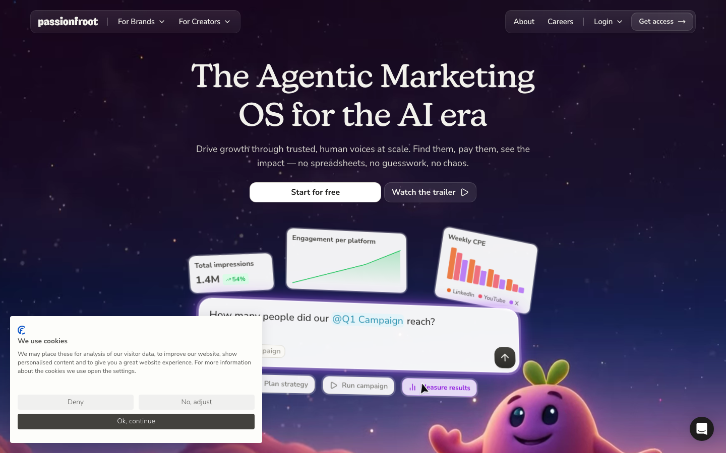 Screenshot of passionfroot.me — SaaS & Productivity website design