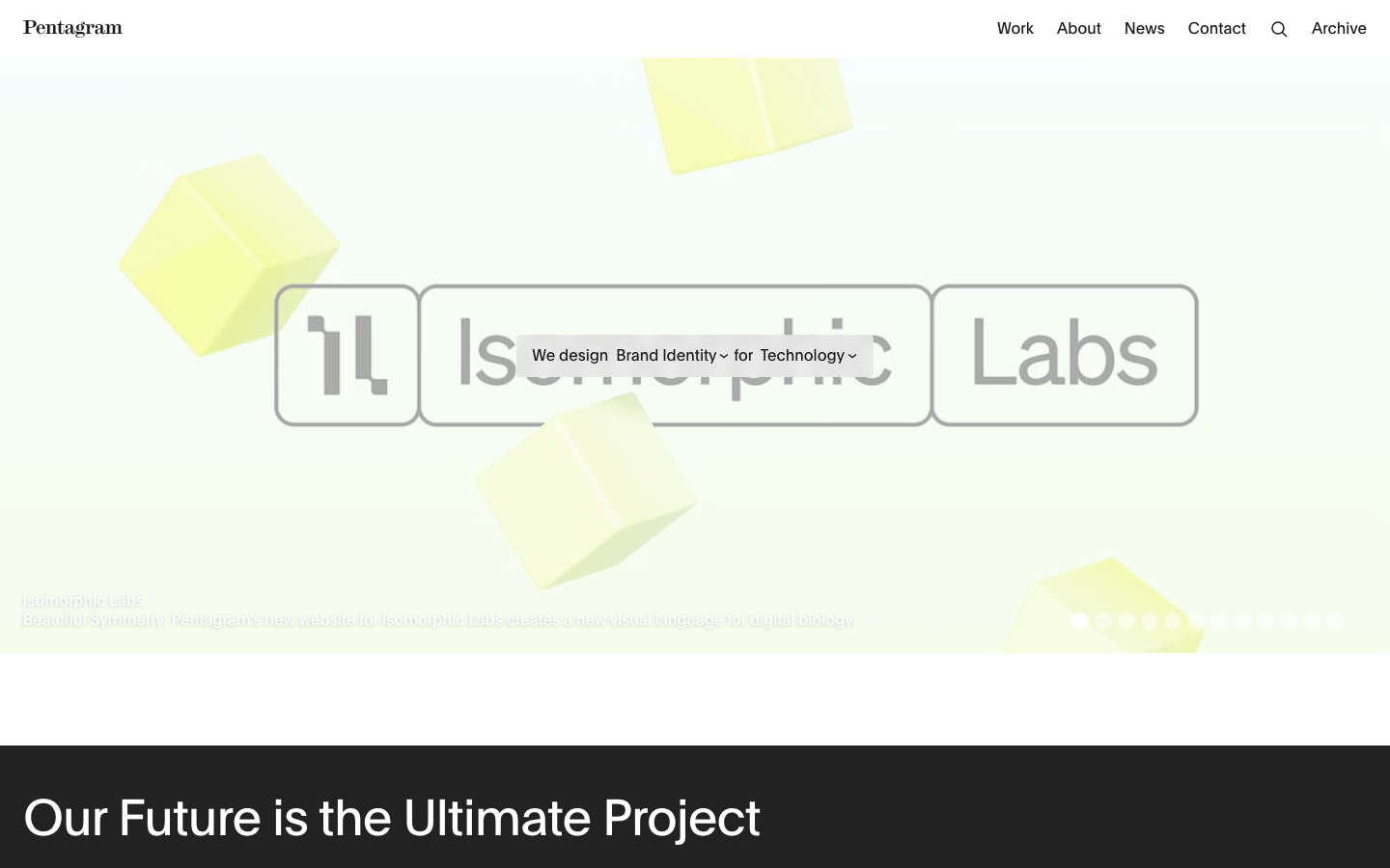 Screenshot of pentagram.com — Design & Studios website design