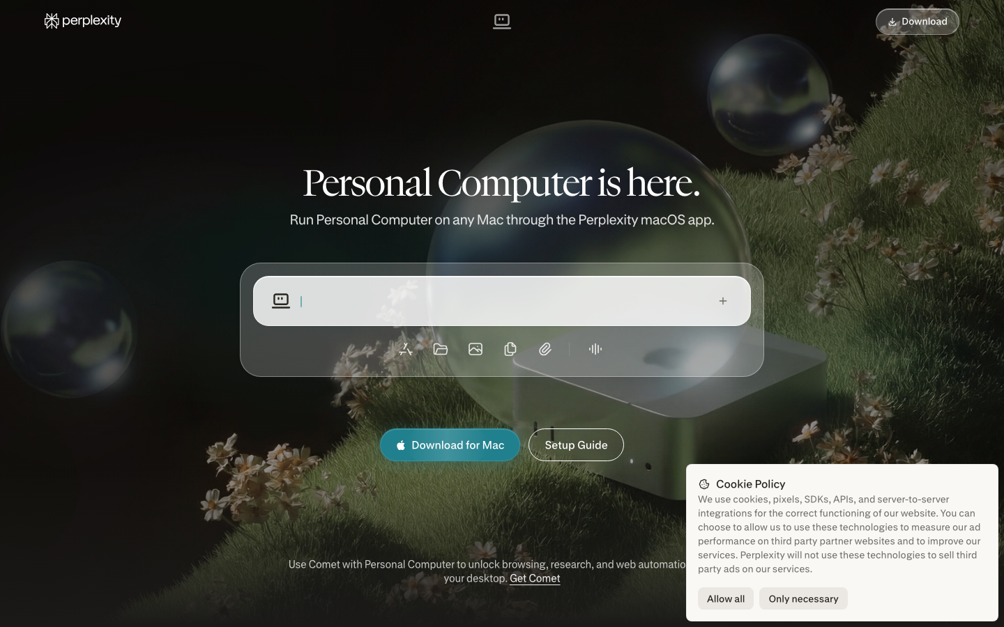 Screenshot of perplexity.ai — AI website design