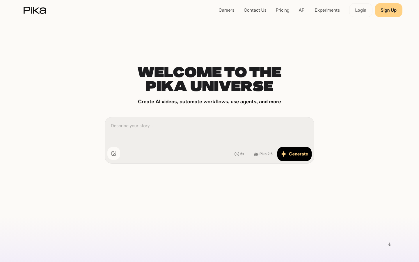 Screenshot of pika.art — AI website design