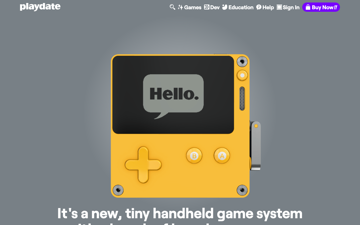 Screenshot of play.date — Hardware & Mobility website design