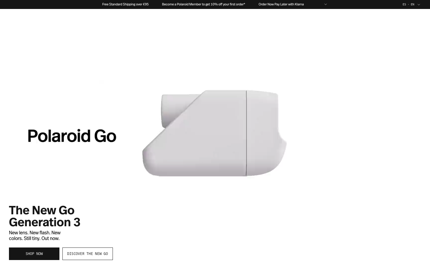 Screenshot of polaroid.com — Hardware & Mobility website design