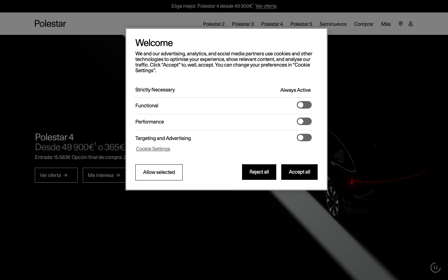Screenshot of polestar.com — Hardware & Mobility website design