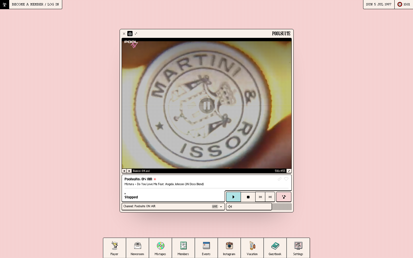 Screenshot of poolsuite.net — Media & Culture website design