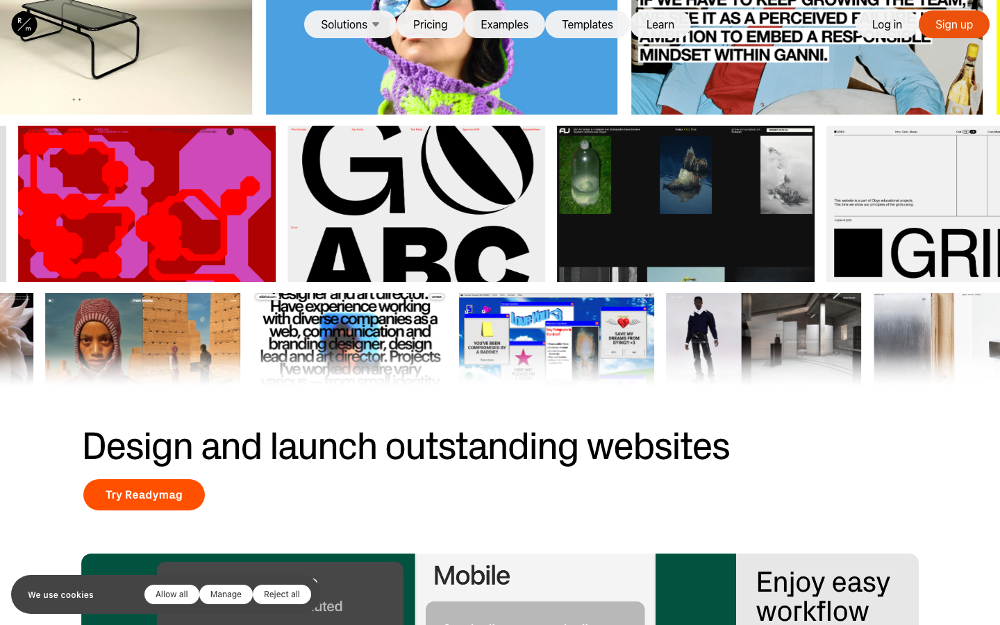 Screenshot of readymag.com — SaaS & Productivity website design