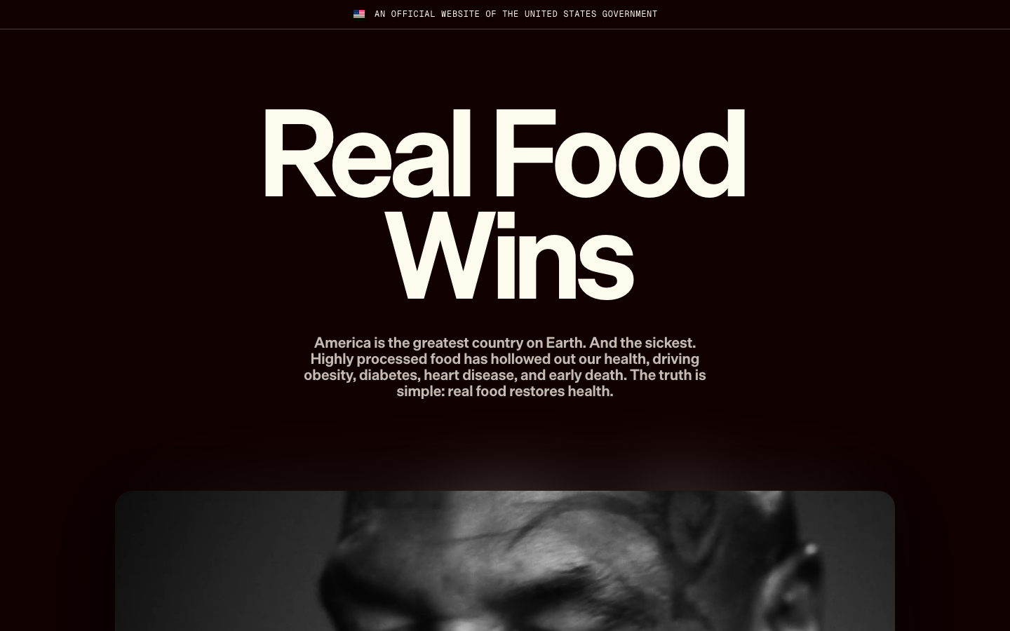 Screenshot of realfood.gov — Other website design