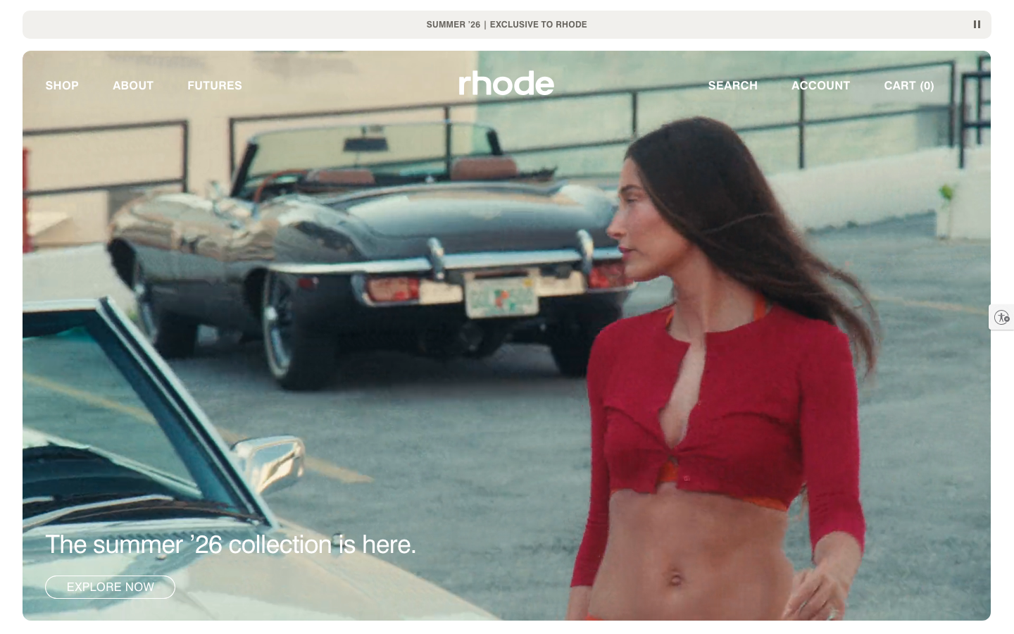 Screenshot of rhodeskin.com — E-commerce website design