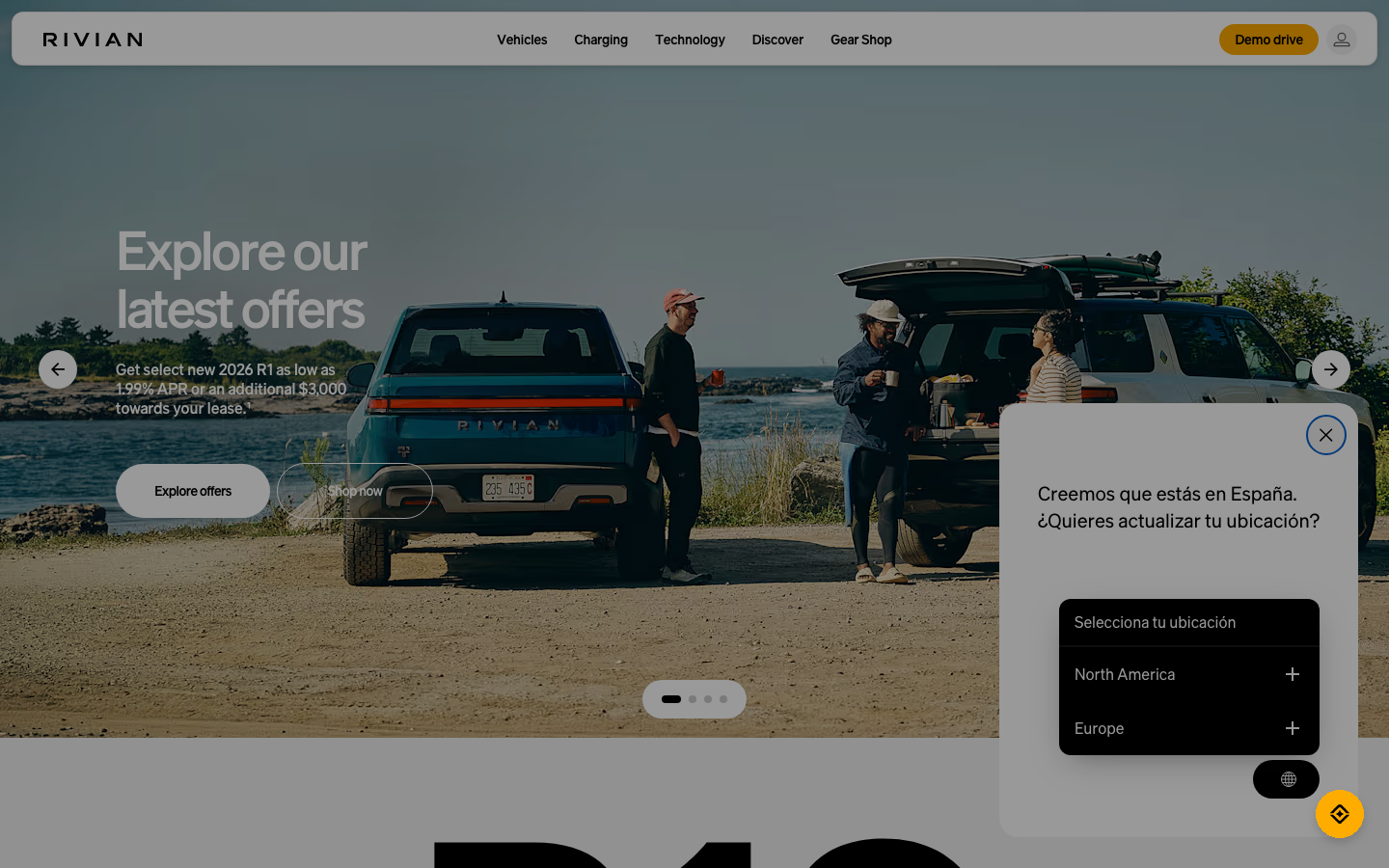 Screenshot of rivian.com — Hardware & Mobility website design
