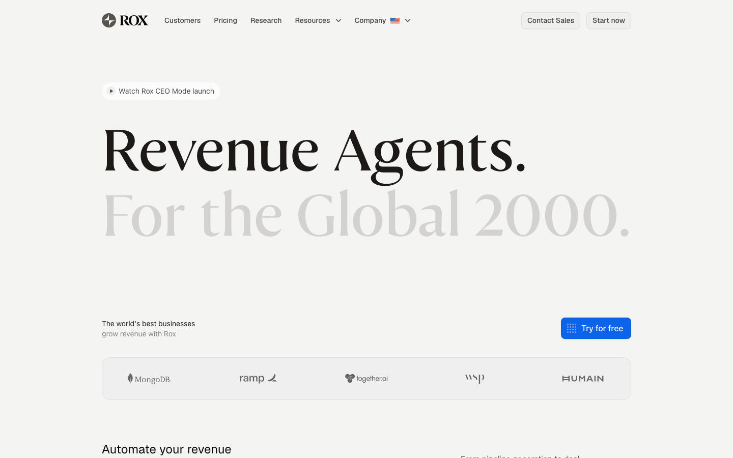 Screenshot of rox.com — AI website design