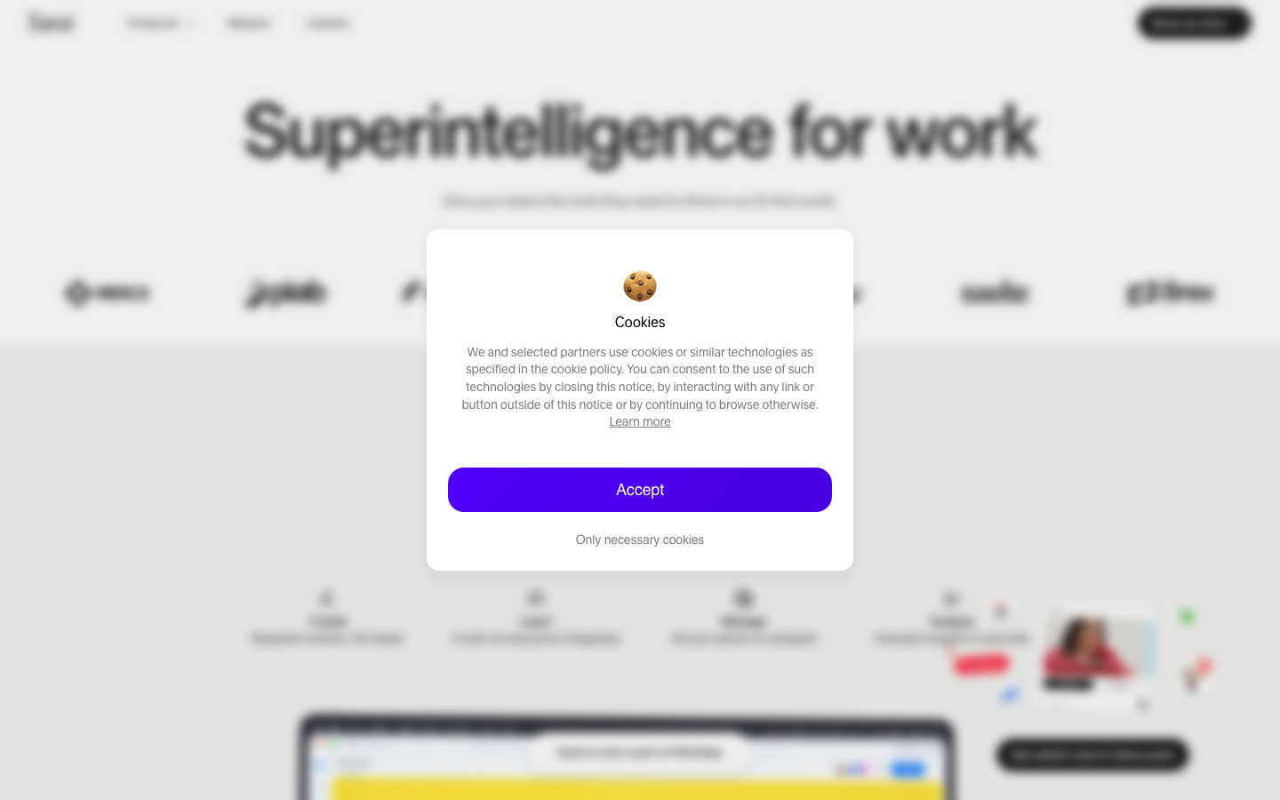 Screenshot of sanalabs.com — AI website design