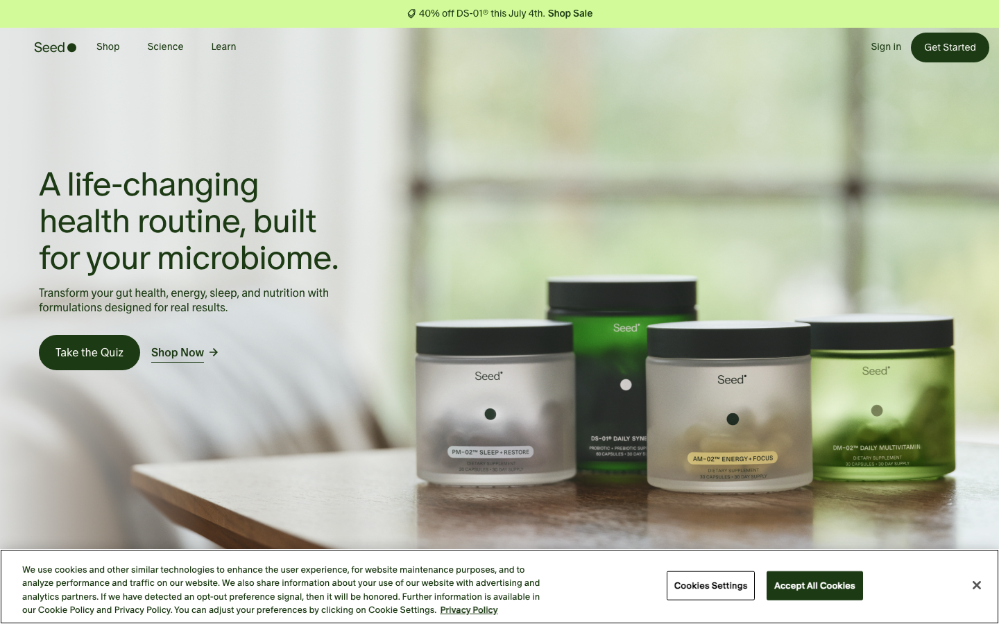 Screenshot of seed.com — Health & Wellness website design