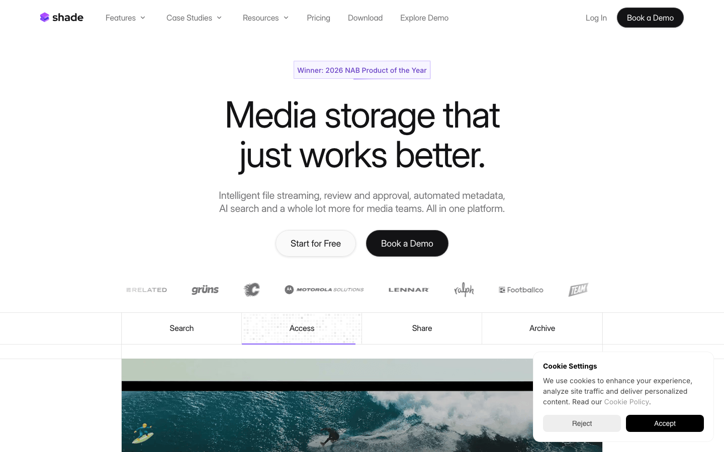 Screenshot of shade.inc — SaaS & Productivity website design