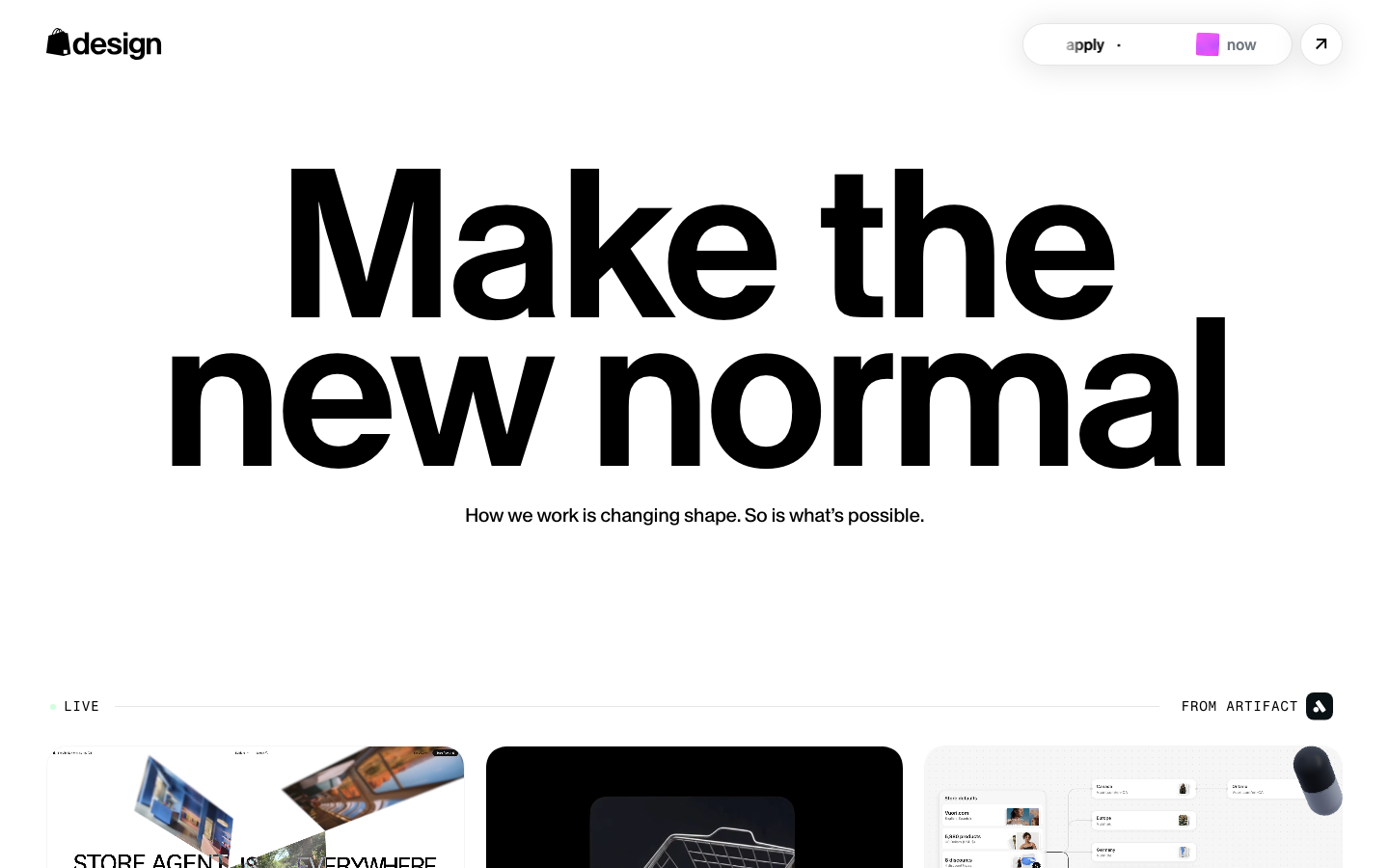 Screenshot of shopify.design — Design & Studios website design