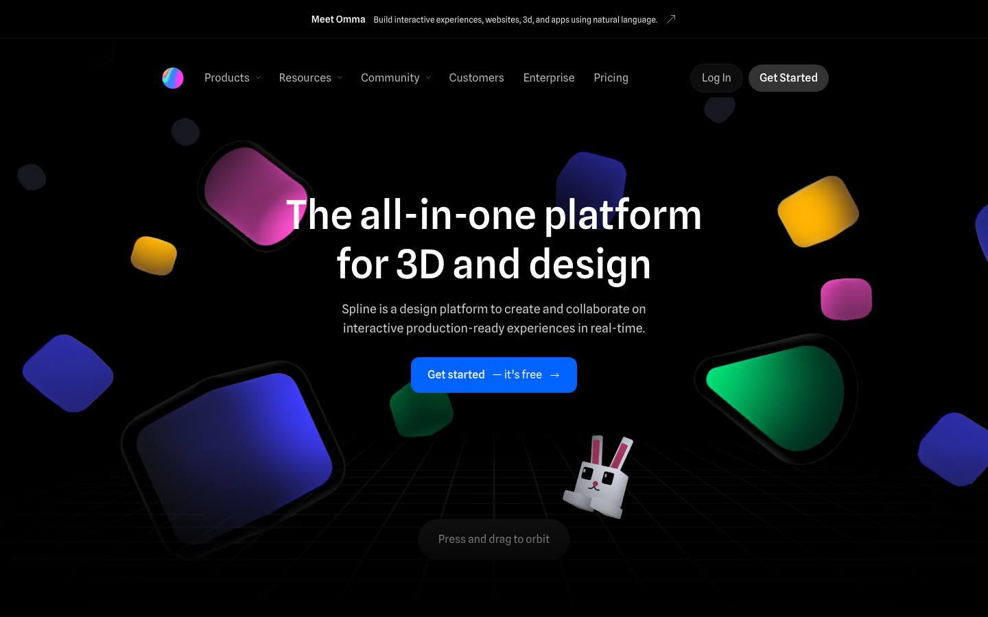 Screenshot of spline.design — Dev Tools website design