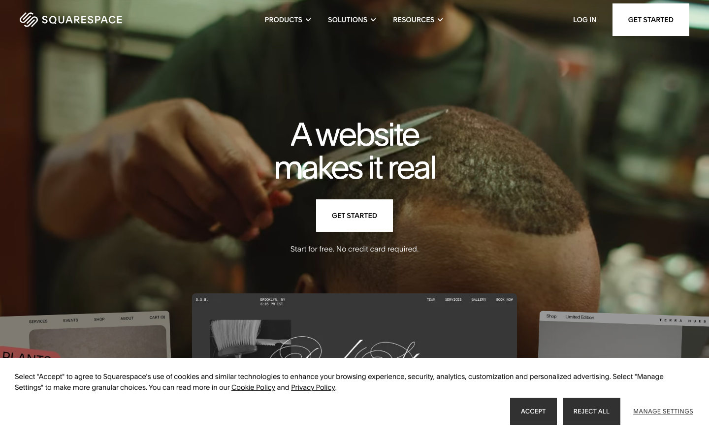 Screenshot of squarespace.com — SaaS & Productivity website design