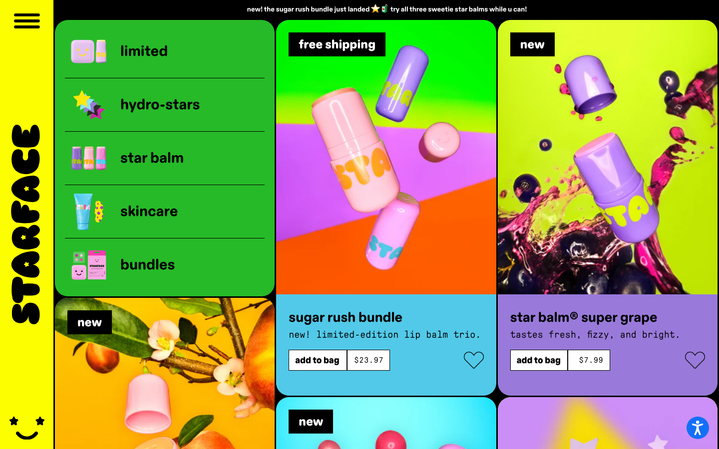 Screenshot of starface.world — E-commerce website design
