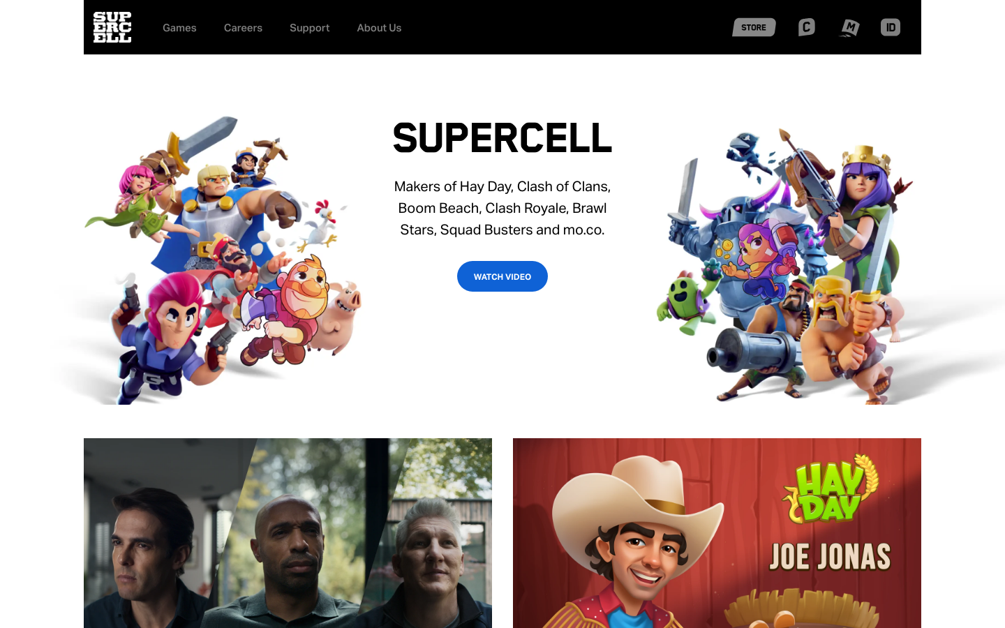 Screenshot of supercell.com — Media & Culture website design