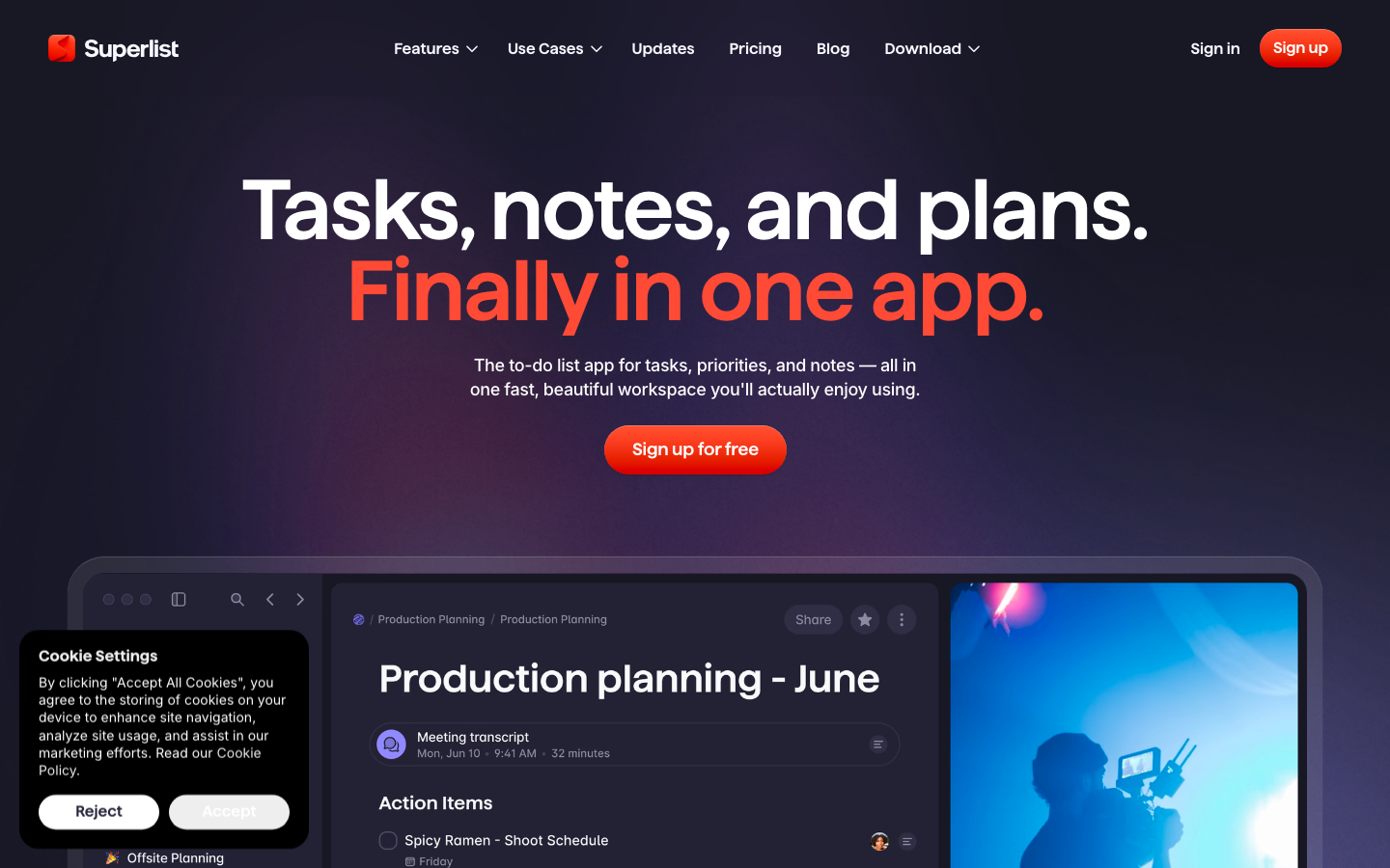 Screenshot of superlist.com — SaaS & Productivity website design