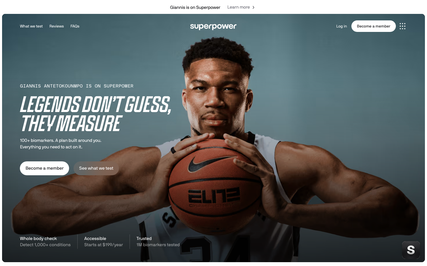 Screenshot of superpower.com — Health & Wellness website design