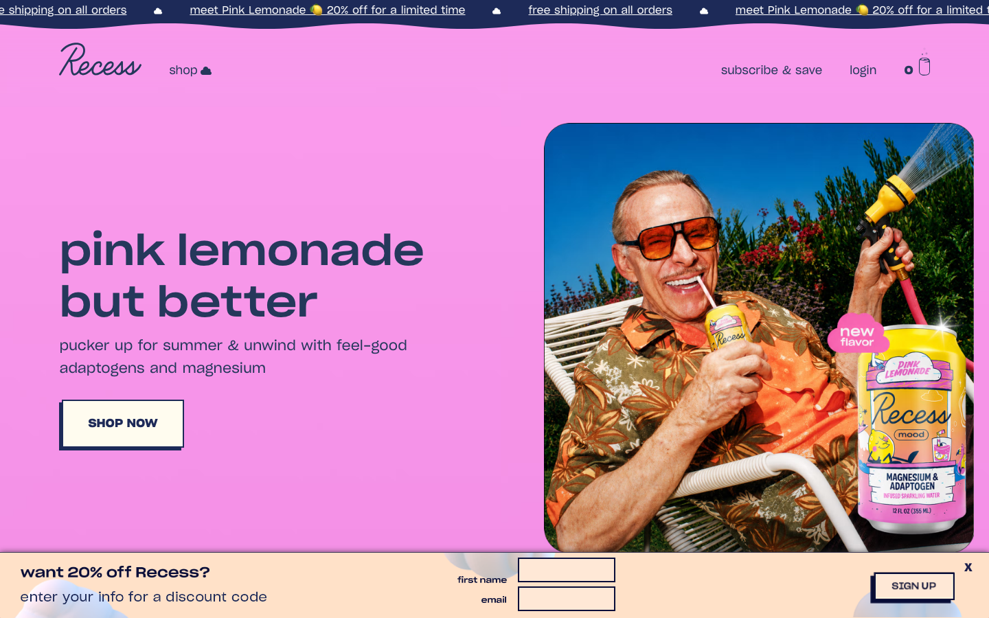 Screenshot of takearecess.com — Food & Beverage website design