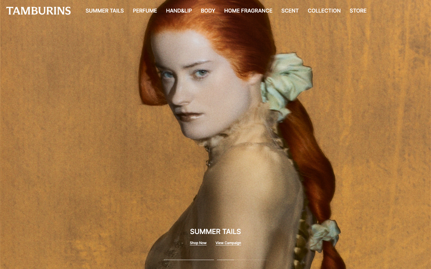 Screenshot of tamburins.com — E-commerce website design