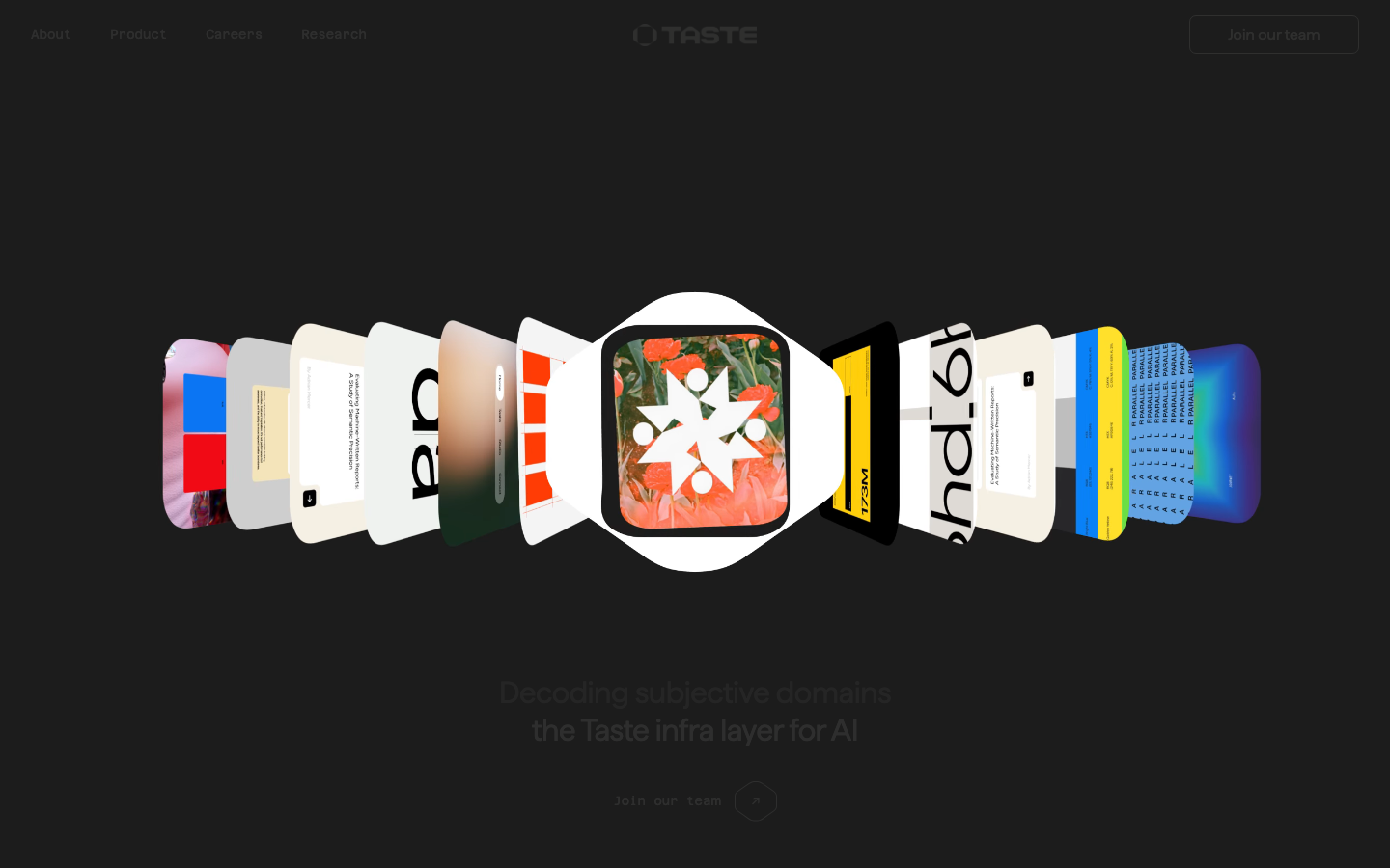 Screenshot of tastelabs.com — AI website design