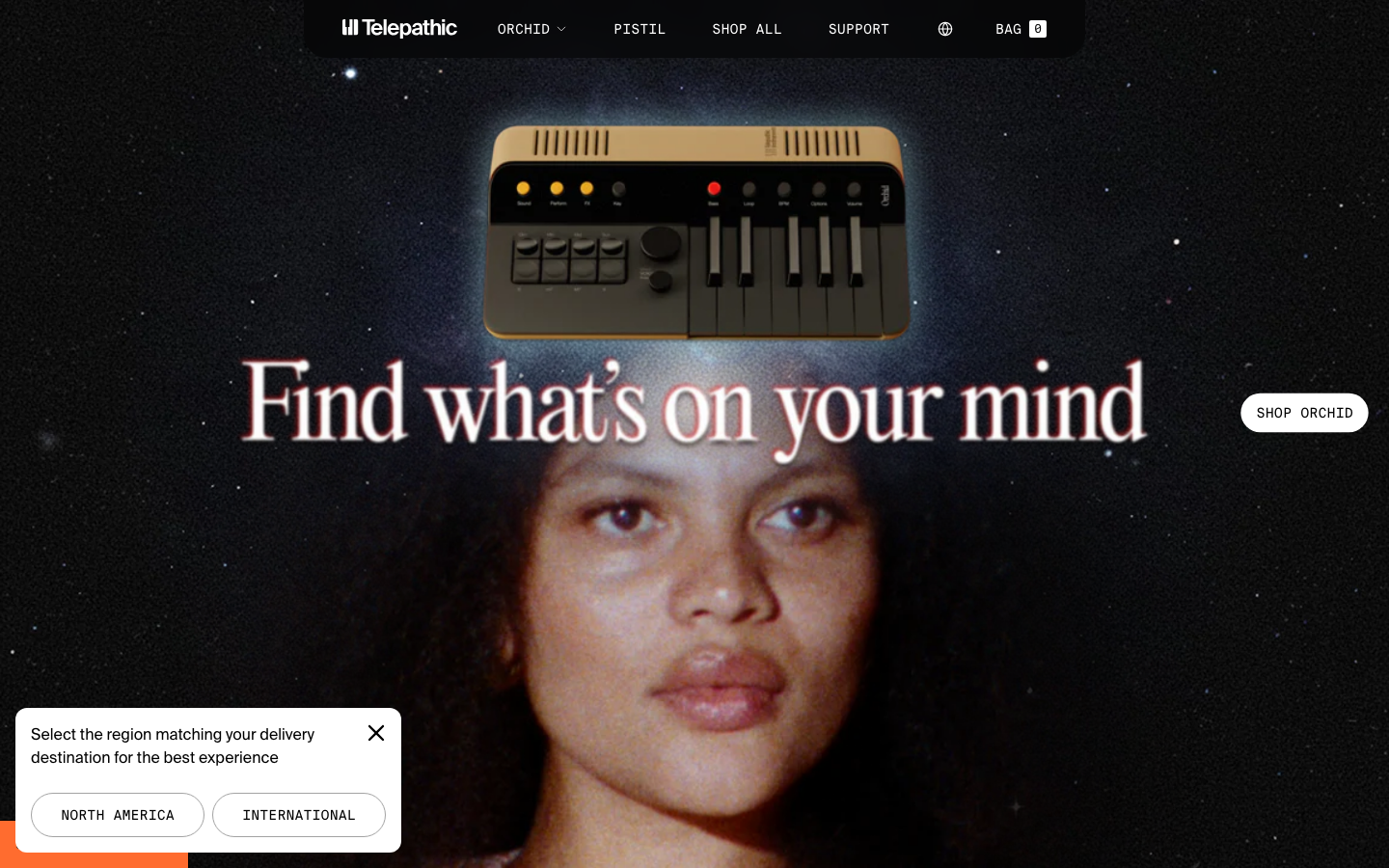 Screenshot of telepathicinstruments.com — Hardware & Mobility website design