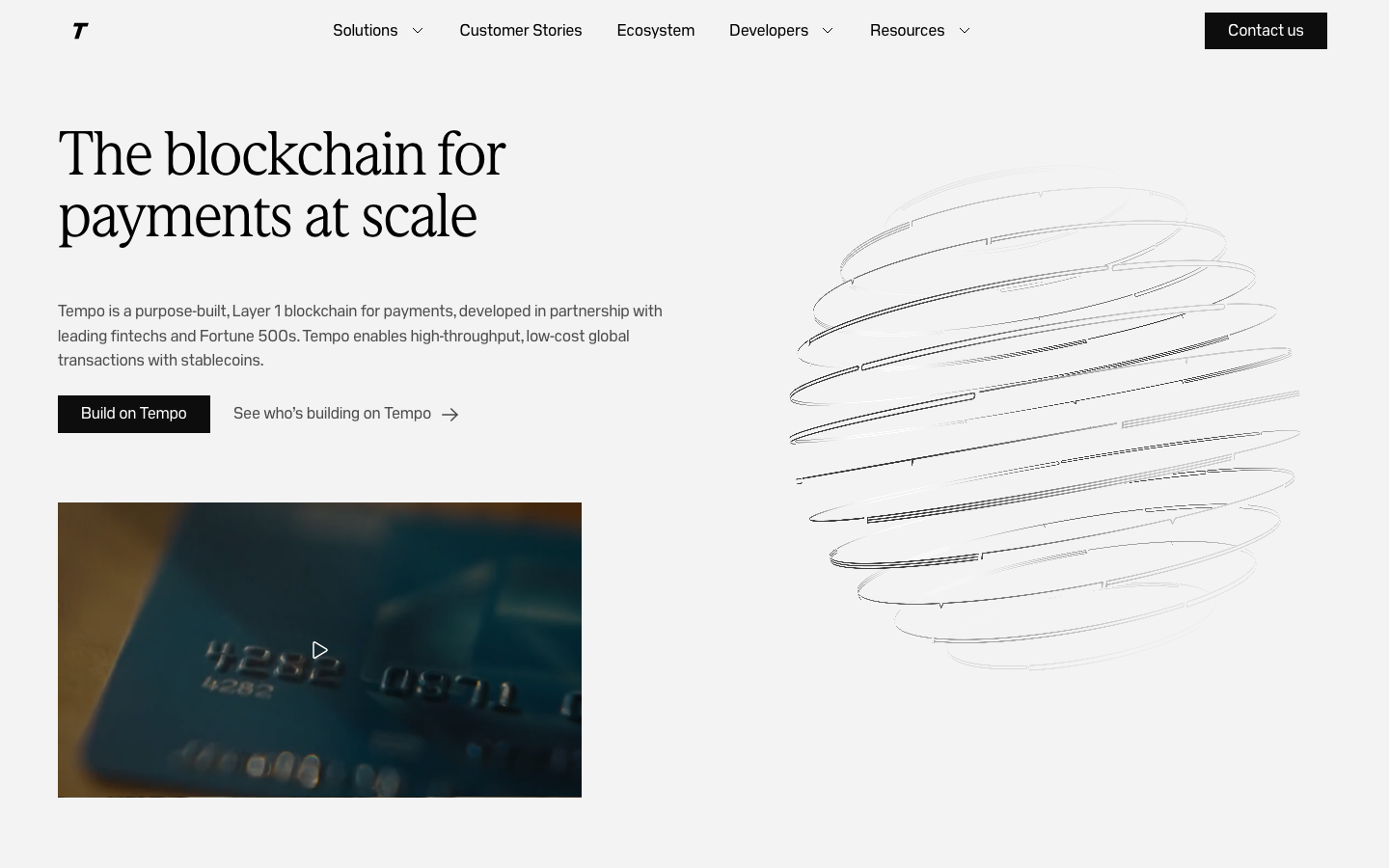 Screenshot of tempo.xyz — Crypto & Web3 website design