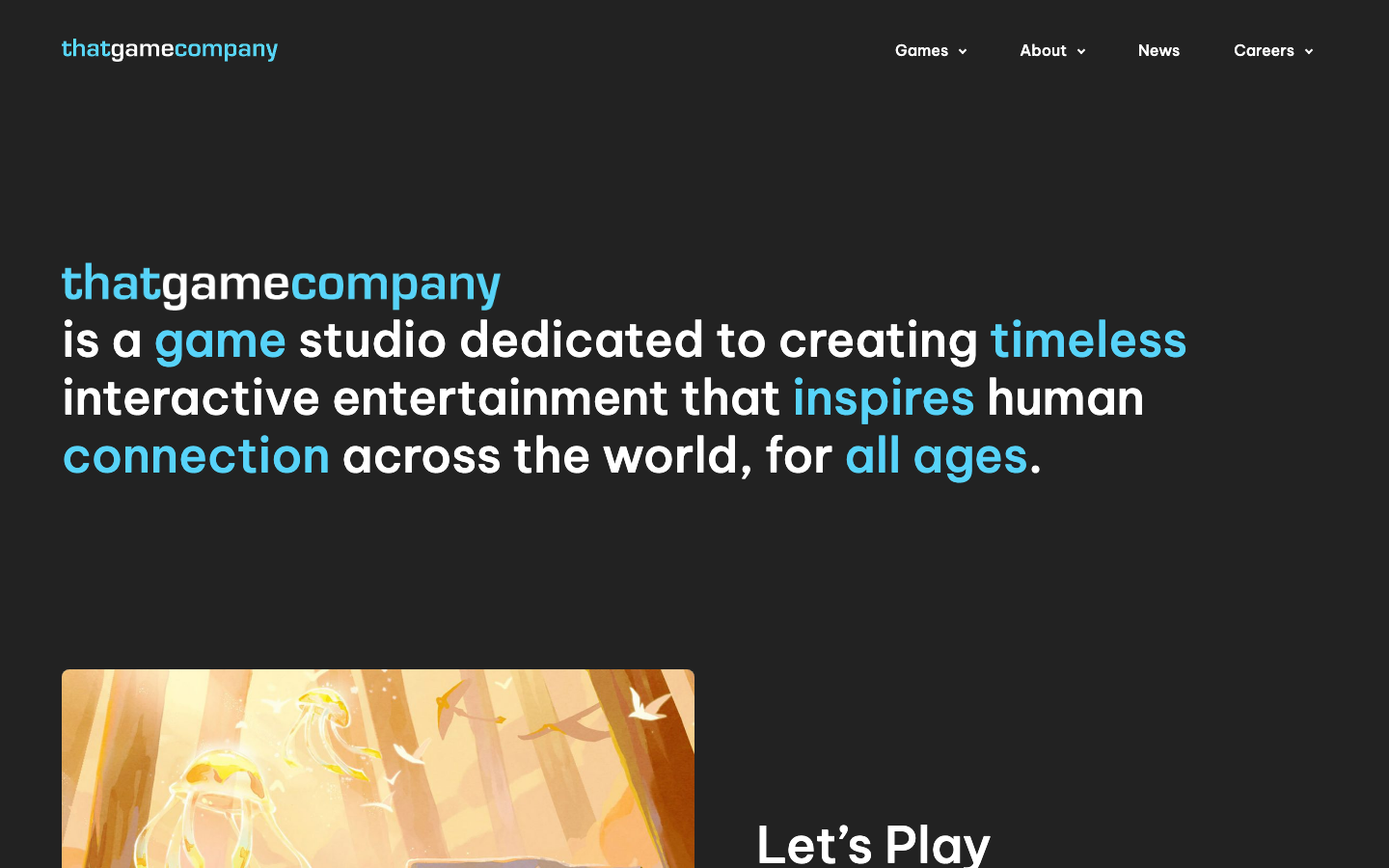 Screenshot of thatgamecompany.com — Media & Culture website design