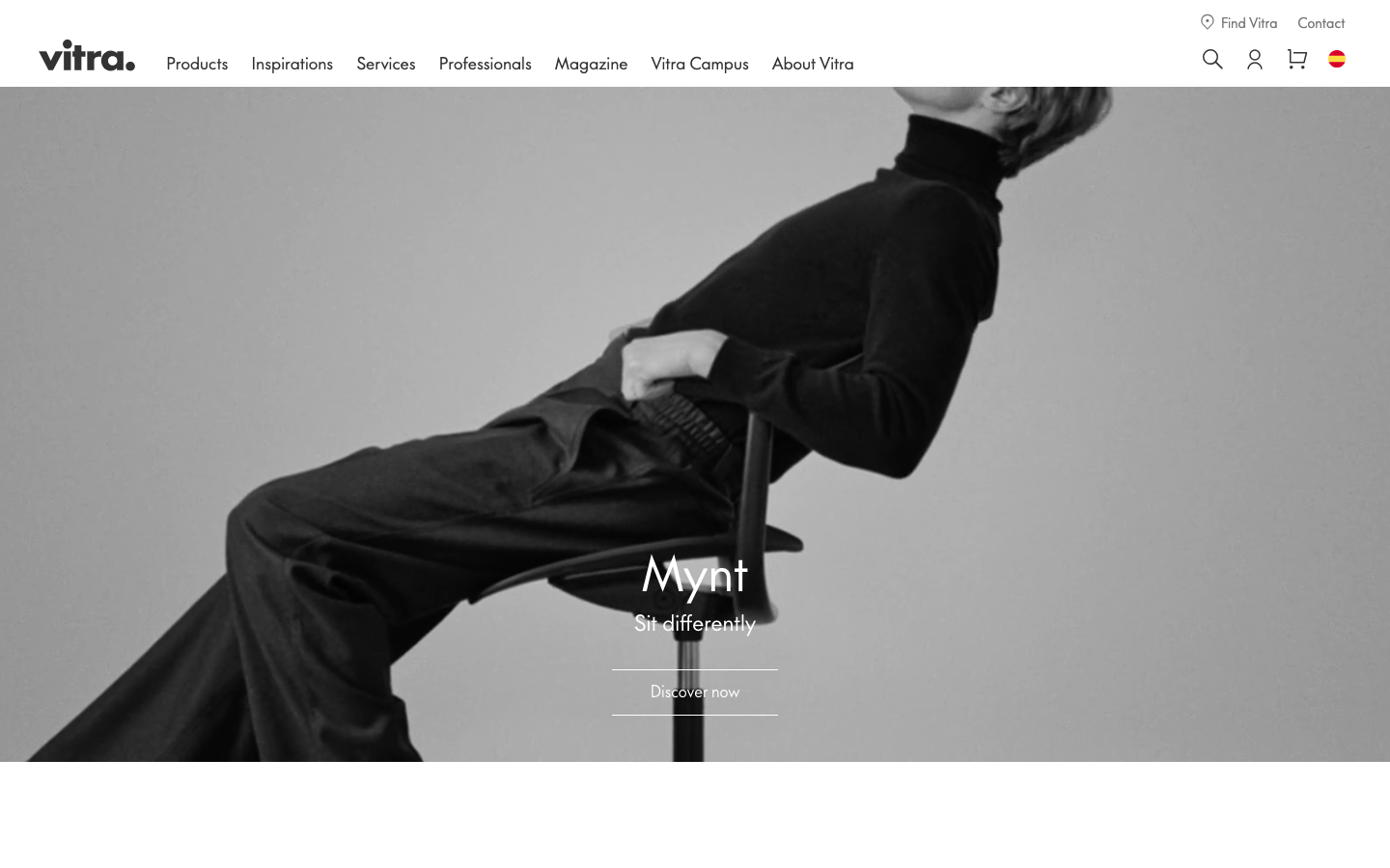 Screenshot of vitra.com — E-commerce website design