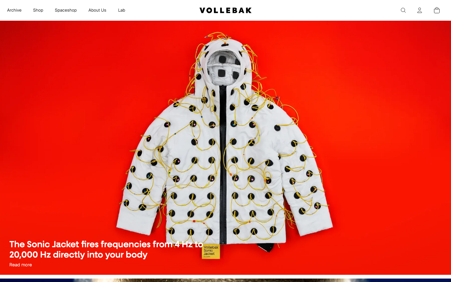 Screenshot of vollebak.com — E-commerce website design
