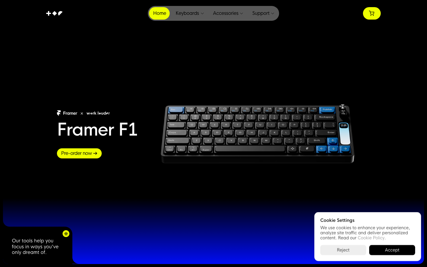 Screenshot of worklouder.cc — Hardware & Mobility website design